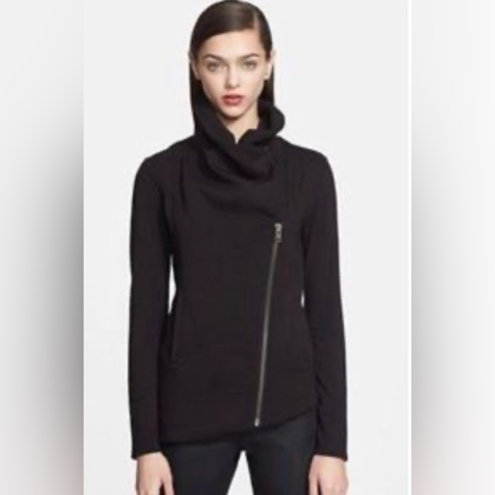 Helmut Lang asymmetrical zip black sweater cardigan Small